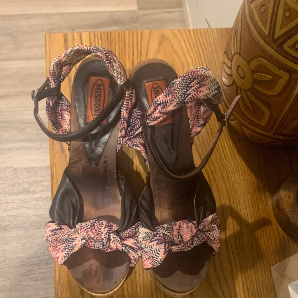 Missoni Pink and Brown Wedge Sandals